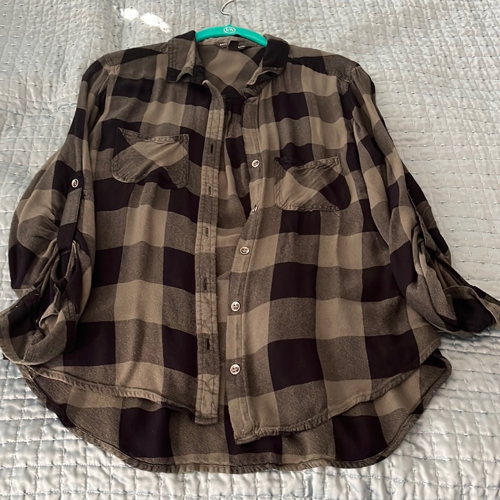Camo green/black flannel